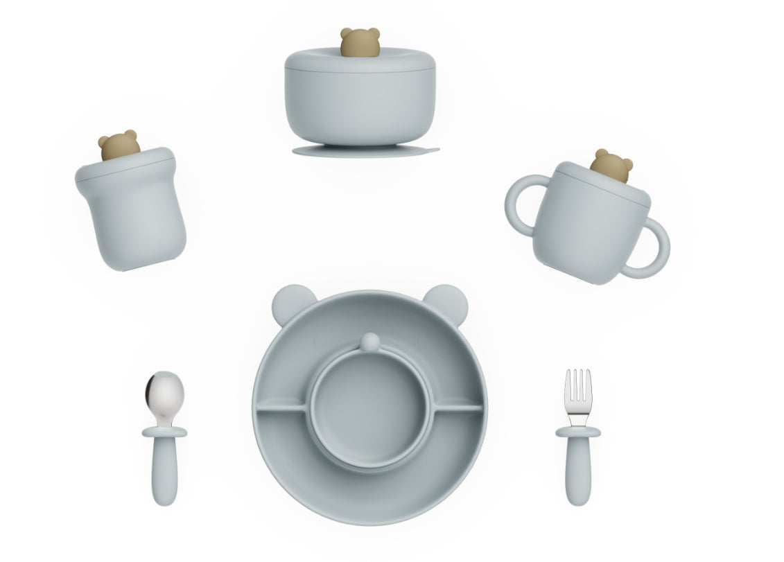Pika Bloom 8 in 1 Bear Silicone Tableware Set