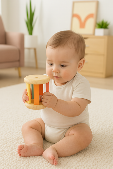 Pika Bloom Wooden Rolling Rattle