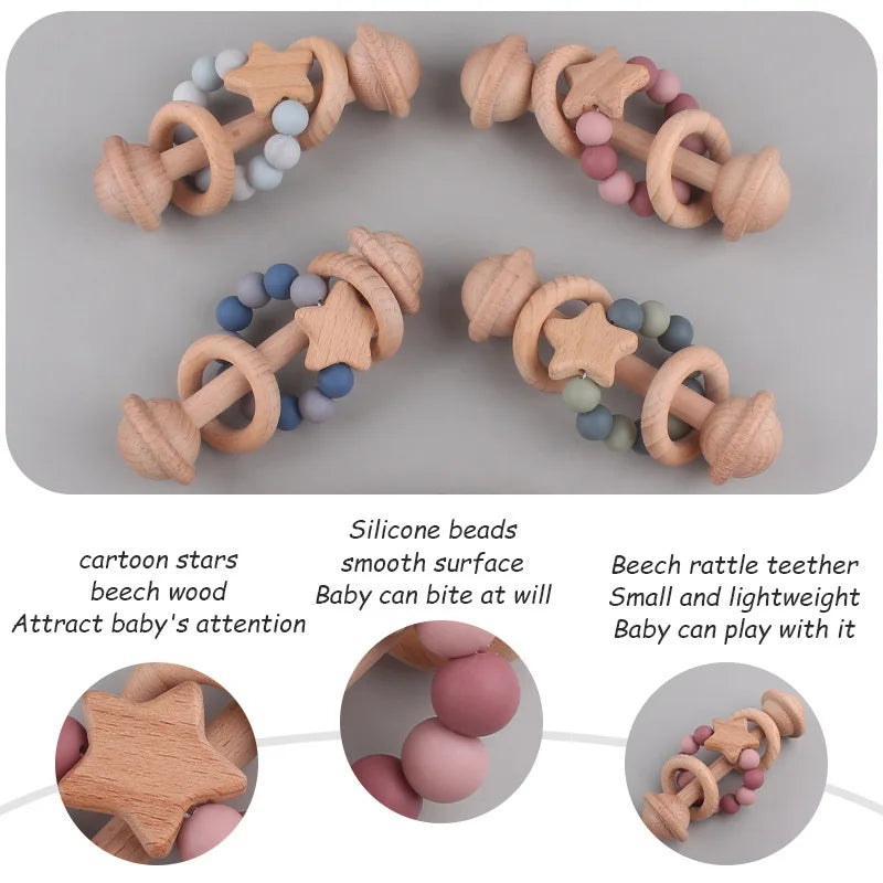 Pika Bloom Starry Beech Wood Rattle