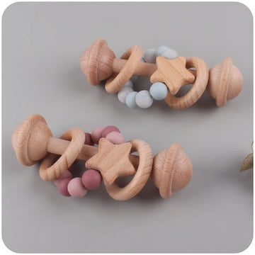 Pika Bloom Starry Beech Wood Rattle